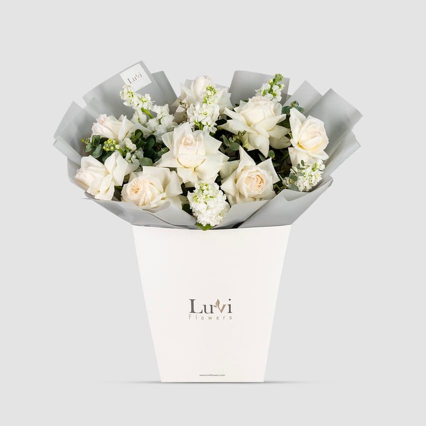 Get Well Wishes bouquet comfortingly presented in a Luviflowers gift bag	