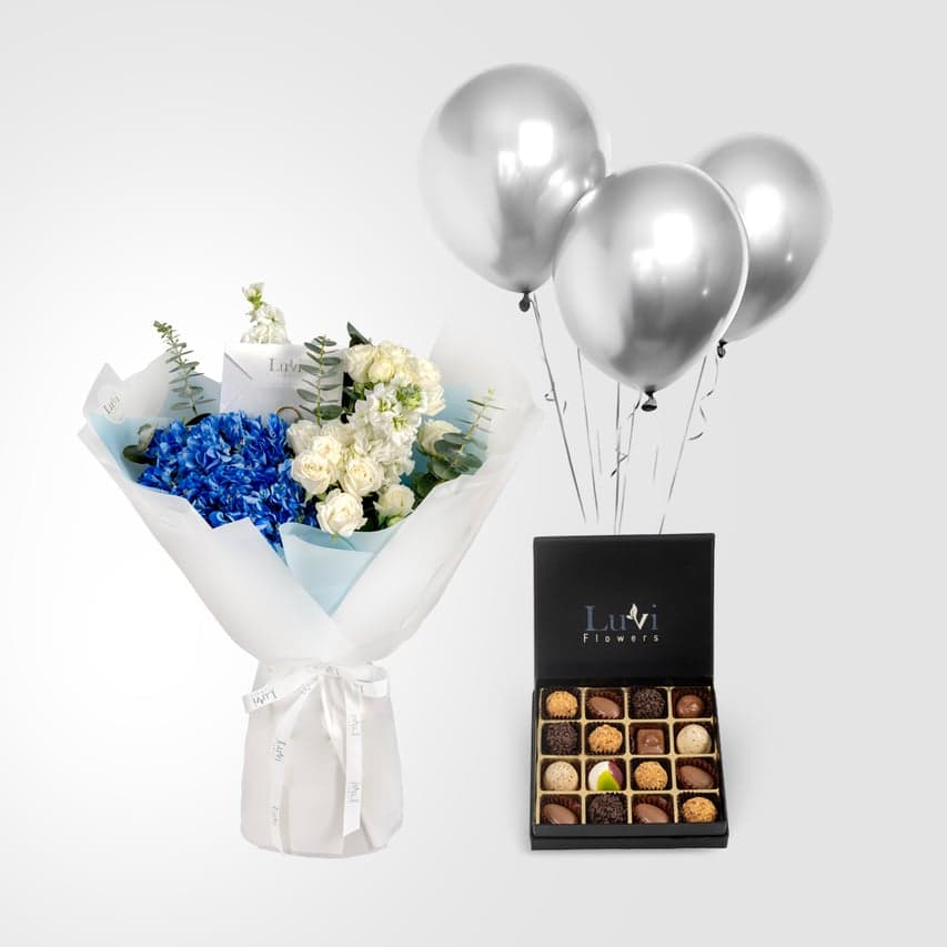 باقة النعيم المحيطي مع شوكولاتة شوكولا صغيرة (16 قطعة).