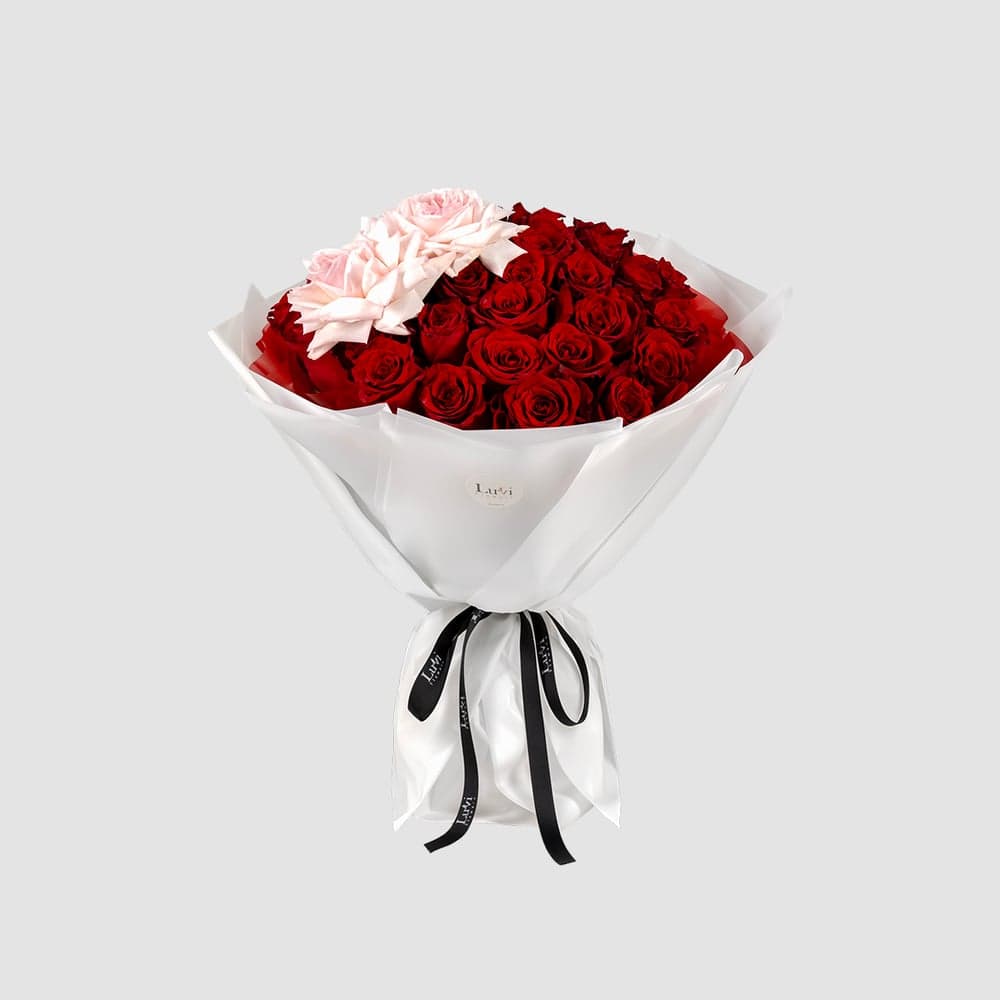 Medium Lover’s Rose bouquet with O'Hara roses.